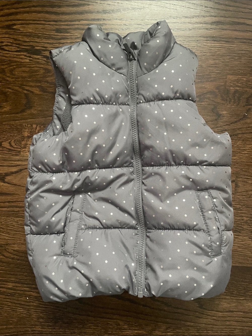Old Navy Gray & Silver Polka Dot Kids Puffy Vest